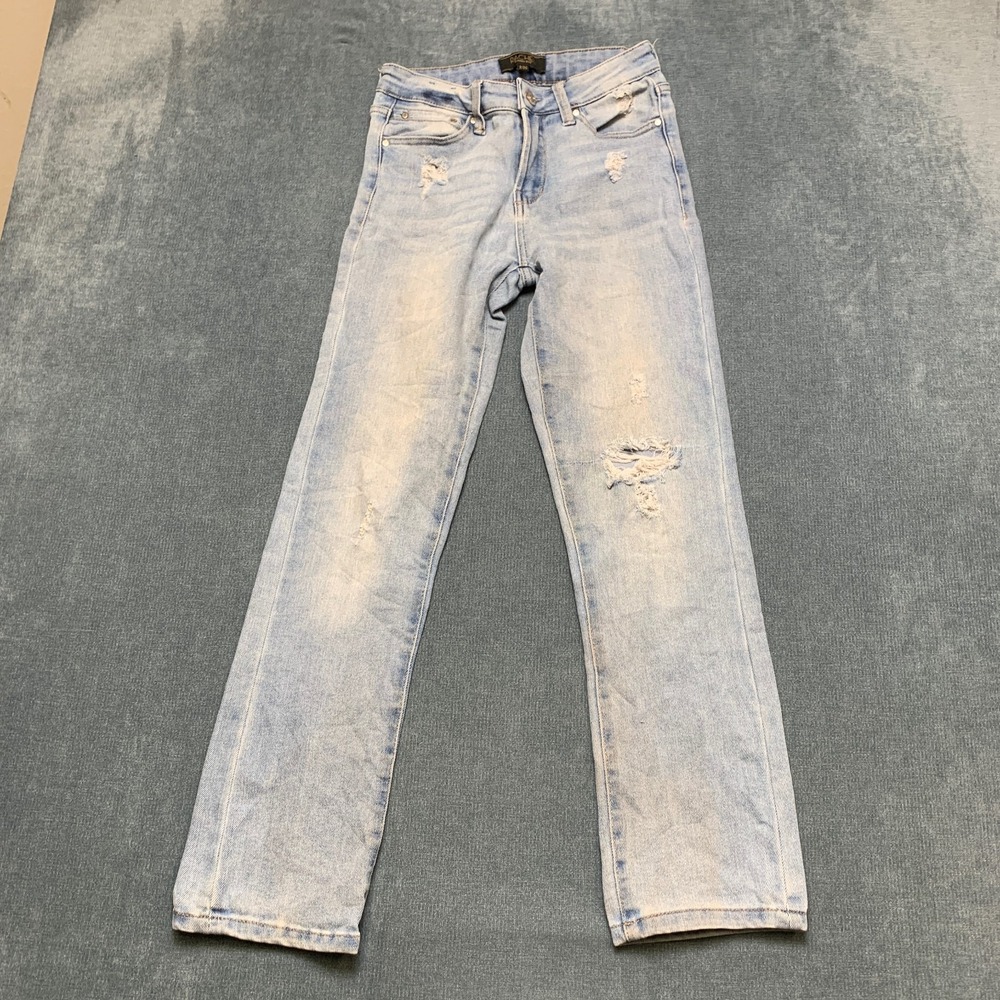 Rachel Roy Straight Jeans Womens 2/26 Blue Denim Light Wash Stretch Distressed